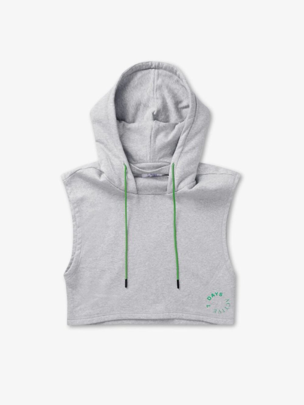 7 Days Active Sweat Crop Hoodie Sleeveless Heather Gray Organic Cotton | Size L